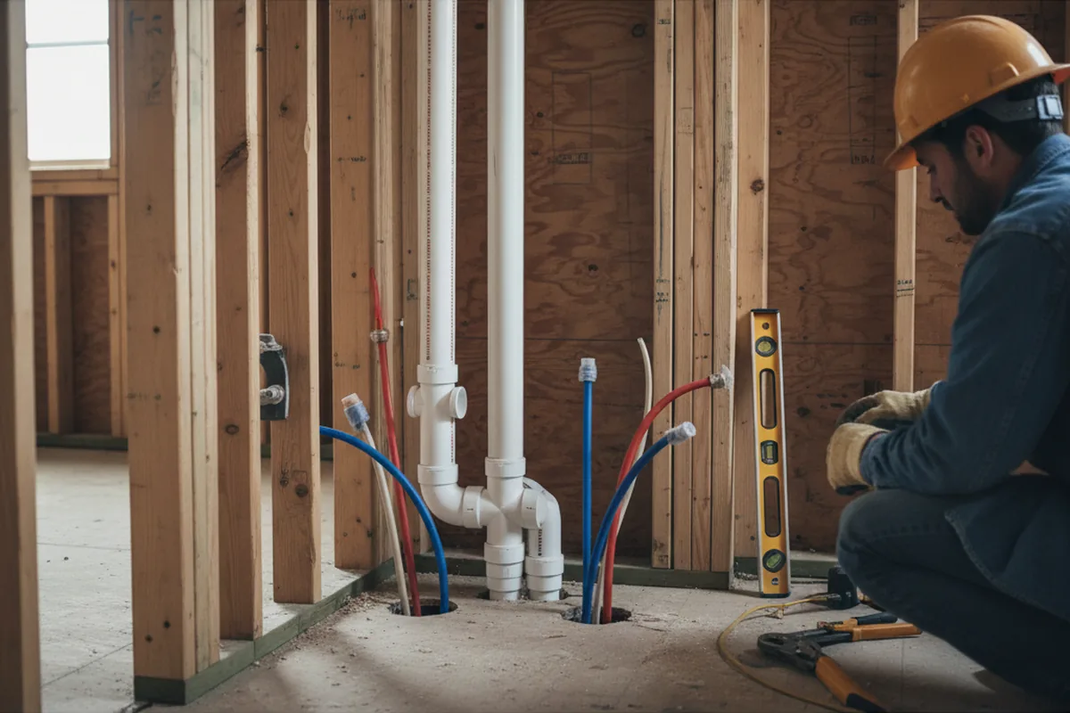 Drain and supply rough-in during Drain Cleaning in Tuttle